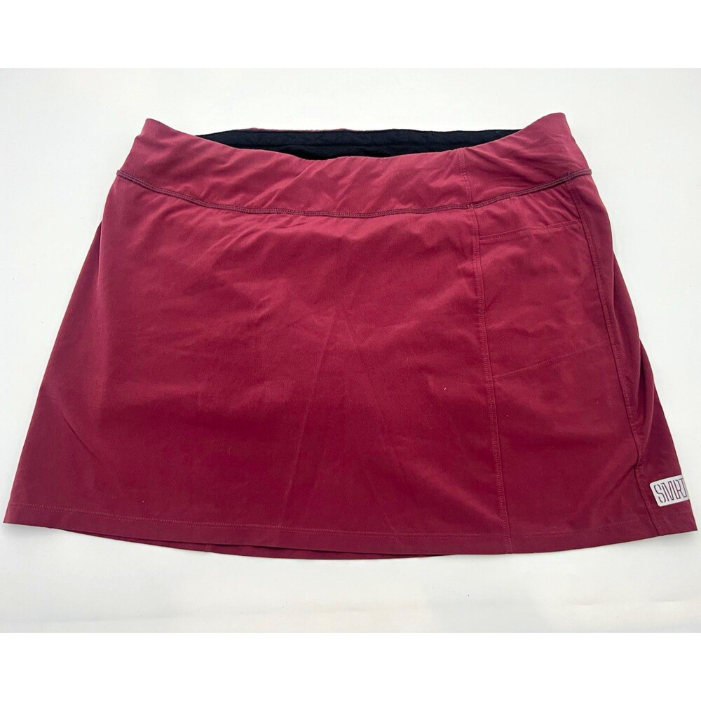 Smartwool Women’s Athletic Pull-On Skort Red Stretch Solid Short Size L merino